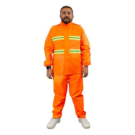 Traje Naranja Para Lluvias Adulto Con Reflejante Pantal N Y Chamarra