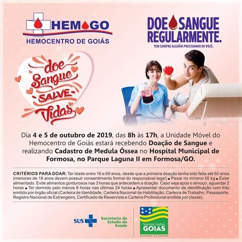 Hemocentro De Goiás Unidade Móvel Do Hemocentro Fará Coleta Em Formosa