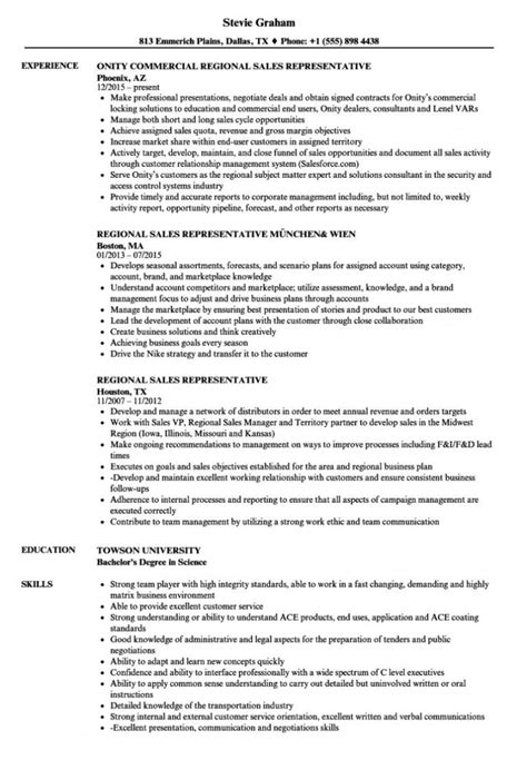 Free Regional Sales Representative Resume Samples Velvet Jobs