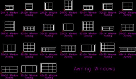 Awning Windows, Various Dimensions DWG Elevation for AutoCAD • Designs CAD