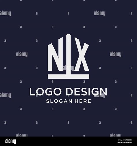 Nx Initial Monogram Logo Design With Pentagon Shape Style Design Ideas