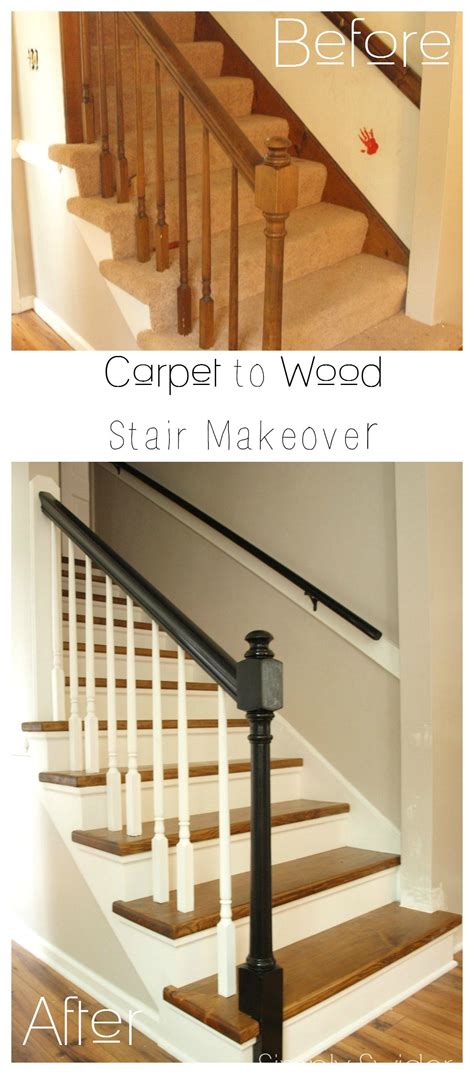 Carpet To Wood Stair Makeover Reveal Simply Swider Stair Remodel