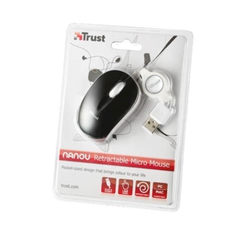 მაუსი TRUST NANOU RETRACTABLE MICRO MOUSE BLACK 16850 16850