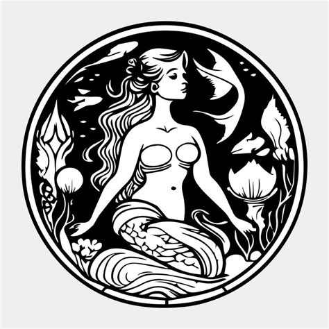 Mermaid Logo Design With Silhouette Style Vector 23630848 Vector Art