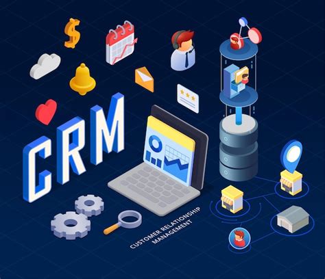 Free Vector Crm Isometric Concept With Notebook And Customer