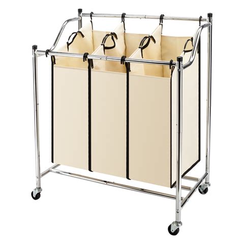 Otviap 3 Bag Laundry Sorter Cart On Wheels Heavy Duty Mobile Laundry