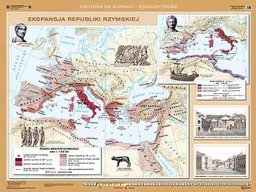 Mapa ścienna Ekspansja republiki rzymskiej Rozwój i upadek cesarstwa