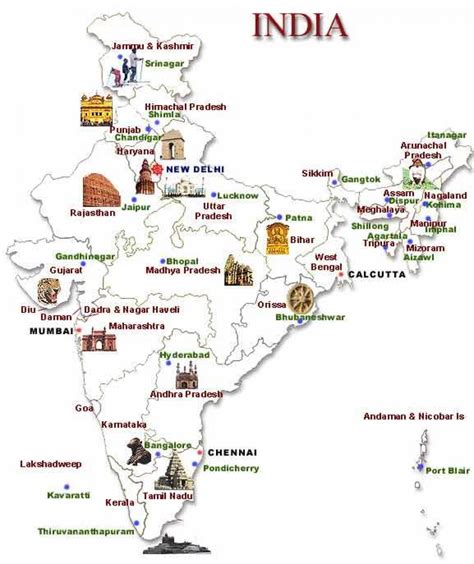 India tourist map - Tourist map of India (Southern Asia - Asia)