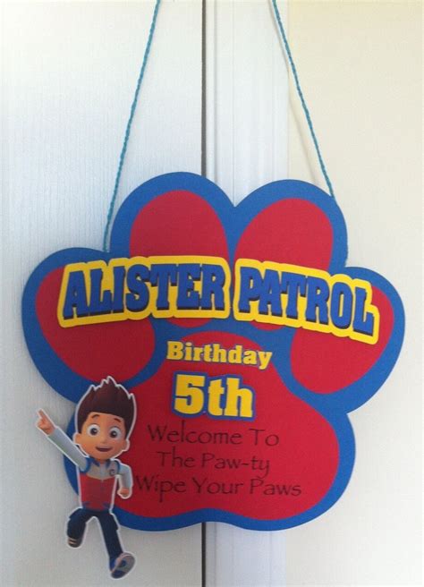 Paw Patrol Door Sign Paw Patrol Birthday Party Door Sign Etsyde