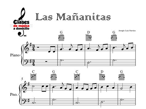 Las Mañanitas Sheet Music Partitura For Piano Easy Fácil Instrumental Version Sheet