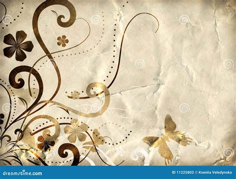 Old Paper With Floral Pattern Stock Illustration Illustration Of