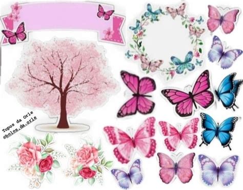 A Bunch Of Butterflies And Flowers With A Pink Ribbon On It S Back Ground