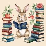 Bunny Rabbit With Books Free Stock Photo - Public Domain Pictures