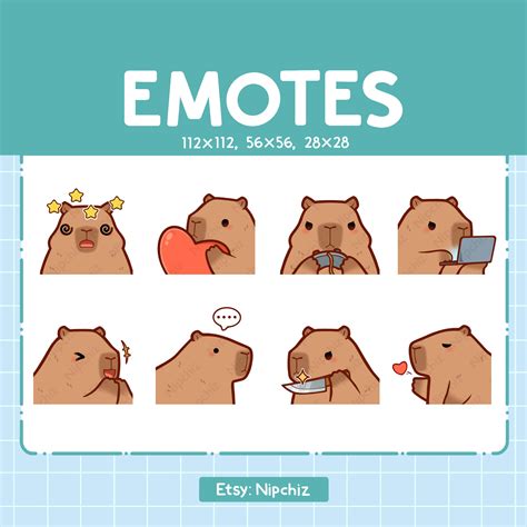 Chibi Capybara Emotes for Streamer 8 Kawaii Cute Capybara Emoji Pack ...