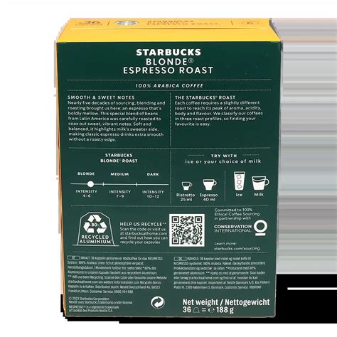 Starbucks Blonde Espresso Roast 36 cápsulas Starbucks by Nespresso