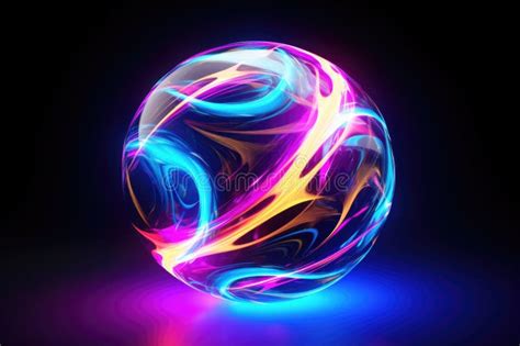 Abstract Multicolored Energy Sphere Made Of Particles And Waves Of