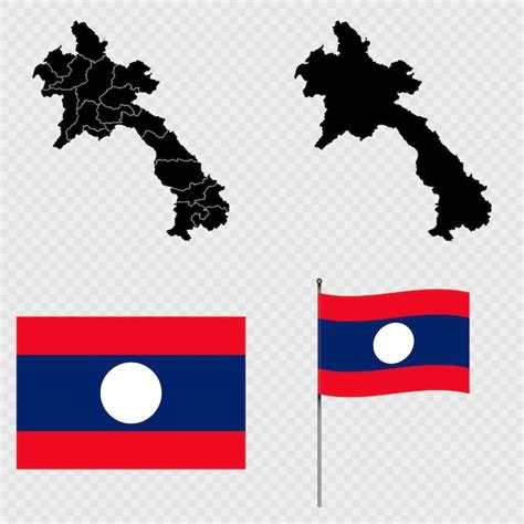 Premium Vector Set Of Maps Flag And Flagpole Of Laos Vector Illustration