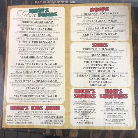 Menu at Eddie's Grill restaurant, Yuma