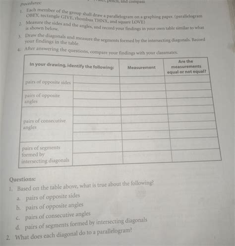 Solved Procedures Ruer Pencil And Compass 1 Each Member Of The