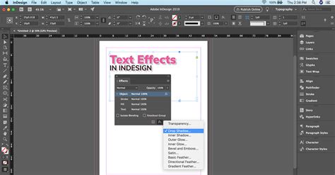 How to add text effects in Adobe InDesign - imagy