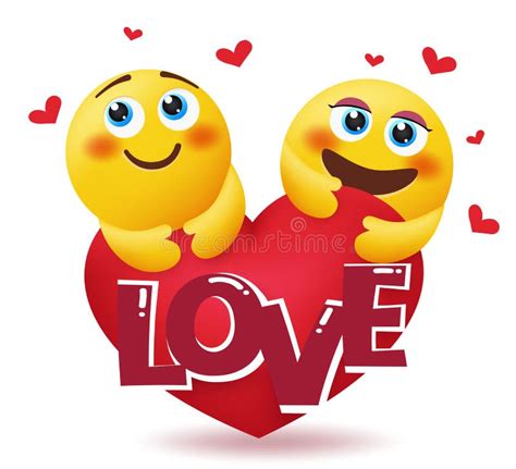 Emoji Couple Smileys Vector Concept Design Smiley 3d Inlove Characters