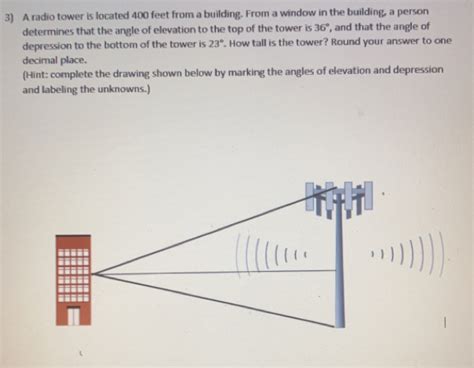 Solved 3 A Radio Tower Is Located 400 Feet From A Building From A