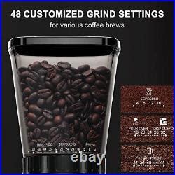 Anti Static Conical Burr Coffee Grinder With 48 Grind Settings BinROC