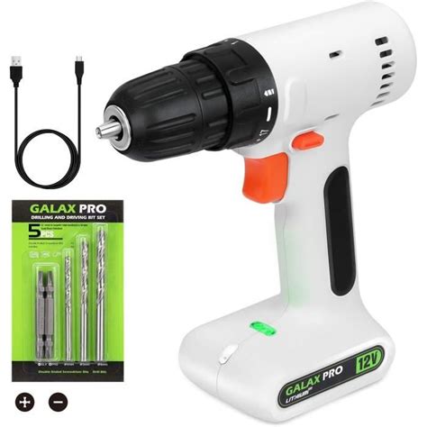 GALAX PRO Perceuse Sans Fil 12V Avec Lampe De Travail Vitesse Unique