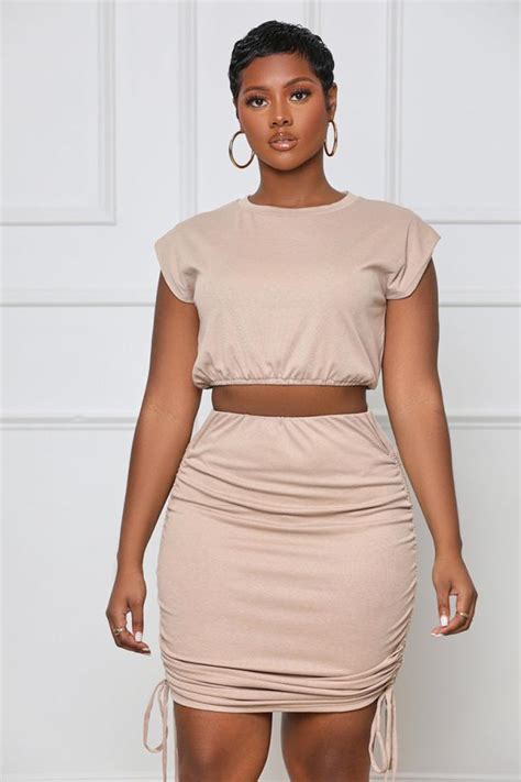 Lilly S Kloset Skirts Women Baggage Claimed Ruched Skirt Set Nude Nadia Honney