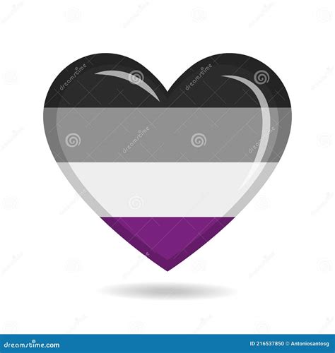 Bandera De Orgullo Asexual En Forma De Corazón Vector Ilustración