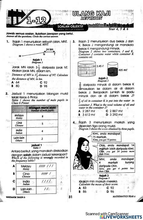 Maths Revision Year 6 Online Exercise For Live Worksheets