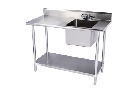 Stainless Steel Table with Build In Right Sink – KCS restaurant supply Inc