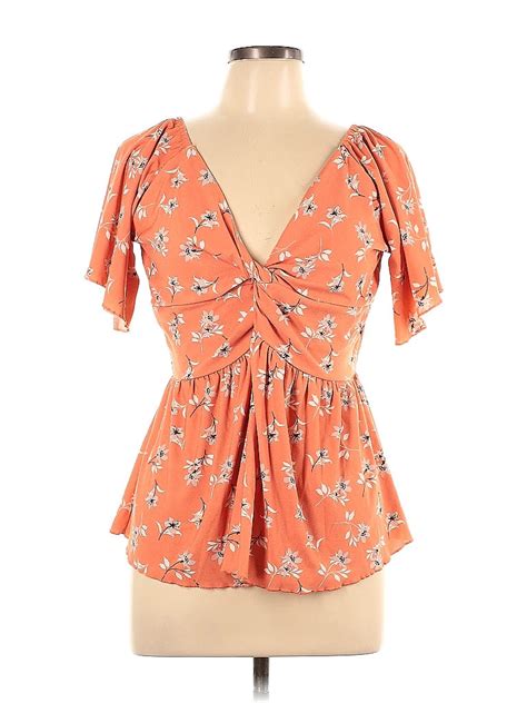 Daytrip Orange Short Sleeve Blouse Size L 55 Off Thredup