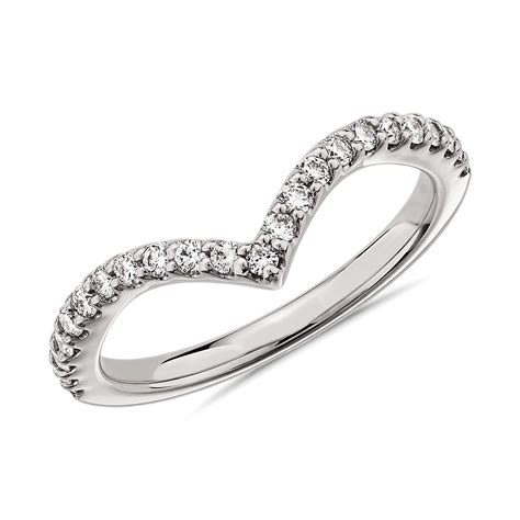 Contemporary V Shaped Diamond Wedding Ring In Platinum 13 Ct Tw