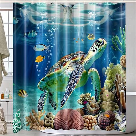 Ocean Paradise 3d Printed Shower Curtain Underwater World With Sea