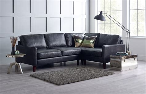 Columbus Black Leather Corner Sofa