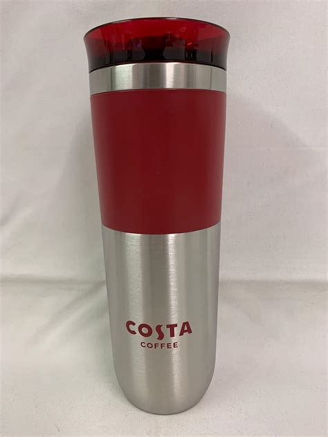 Costa Coffee Reusable Red Plastic Travel Mug Tumbler Cup Double Wall