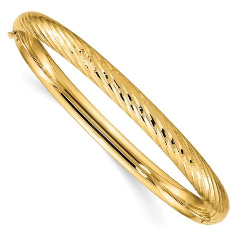 Auriga Fine Jewelry K Yellow Gold Textured Hinged Bangle Size