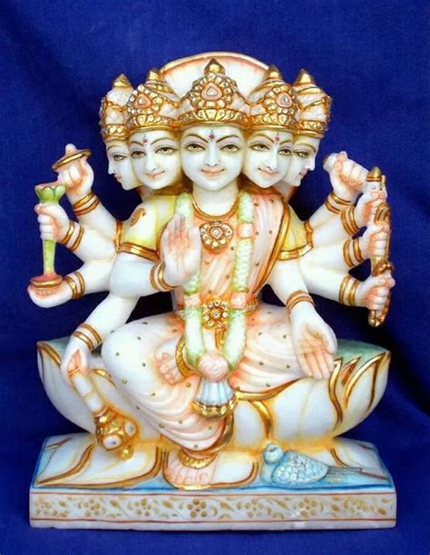 Multicolor Painted Marble Gayatri Mata Statue For Worship Size