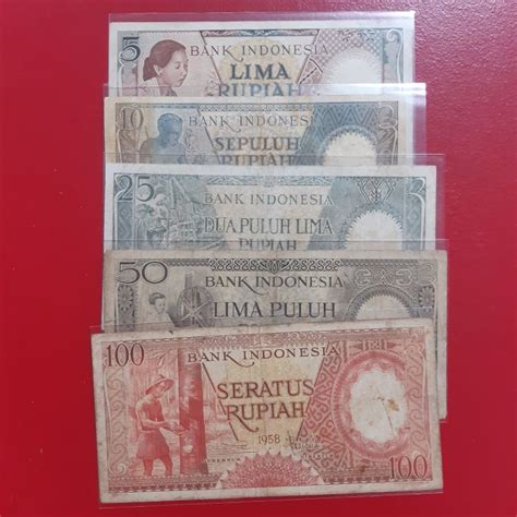 Jual Uang Kertas Kuno Set Seri Pekerja 5 Rupiah Sampai 100 Rupiah