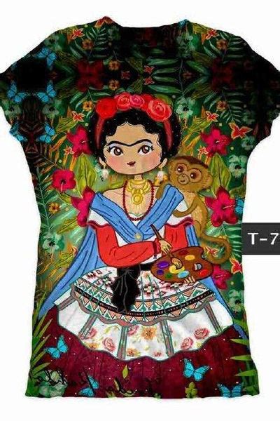 Mexican Printed T Shirt Frida Kahlo Artist Pallete Graphic Tee