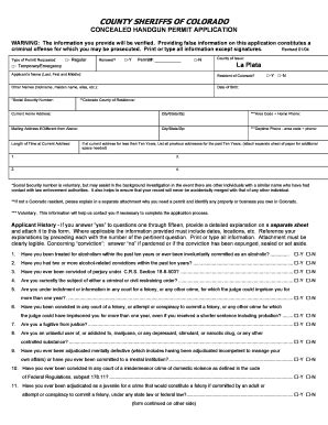 Fillable Online Co Laplata Co Concealed Handgun Permit Form La Plata