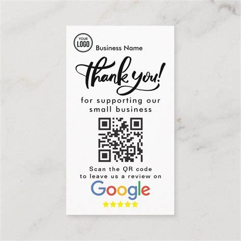 A Thank Card For Someone Who Is Using The Qr Code To Leave Us A Review