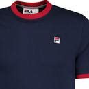 Marconi Fila Vintage Retro S Ringer T Shirt In Navy Red