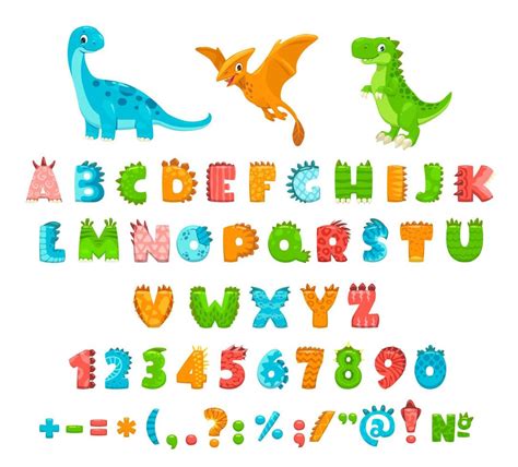 Cartoon Dinosaur Jurassic Font Type Or Typeface Vector Art At