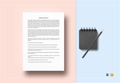 Workplace Safety Rules Template In Word Apple Pages