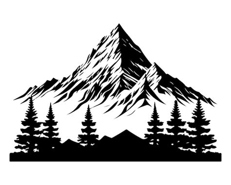 Premium Vector Hand Drawn Mountain Range Silhouette Vector Illustration