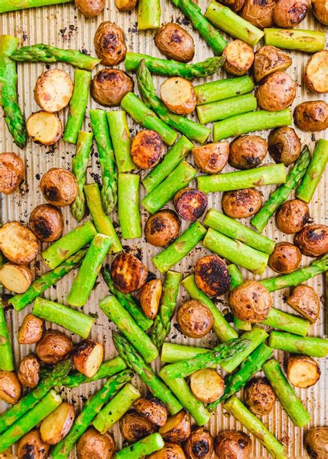 sheet pan roasted potatoes  asparagus  garlic balsamic