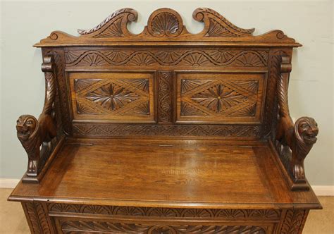 Carved Oak Settle Hall Seat Monks Bench Antiques Atlas