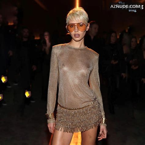 Iris Law Sexy Flashes Her Hot Tits In A Short Sheer Dress At Milan Fashion Week Event AZNude